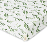 Parker Green Leaf Cotton Fitted Crib Sheet