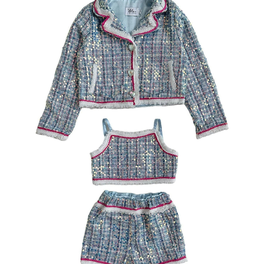 3-In-1 Plaid 3-Piece Contrast Trim Coco Suit