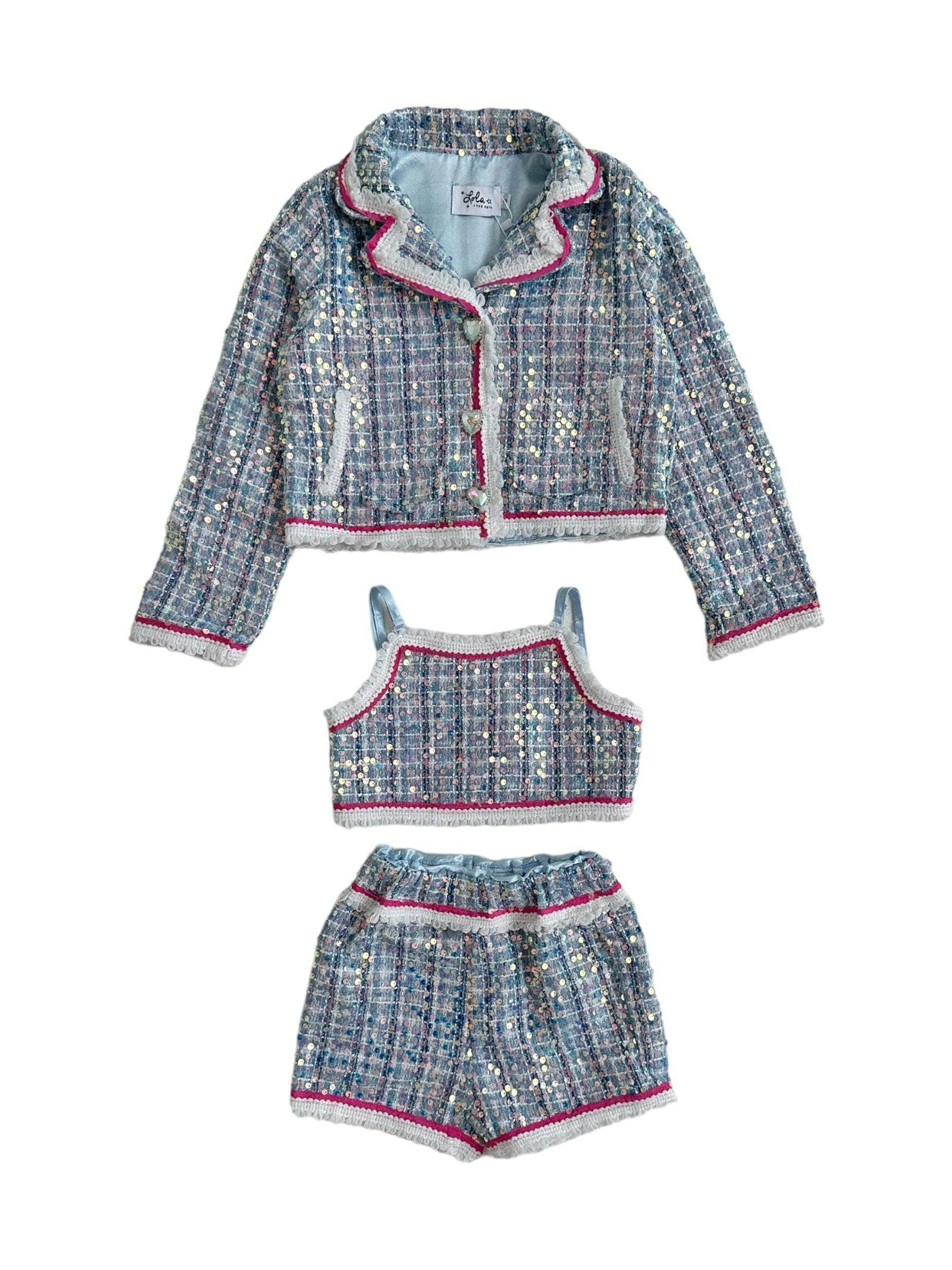 3-In-1 Plaid 3-Piece Contrast Trim Coco Suit