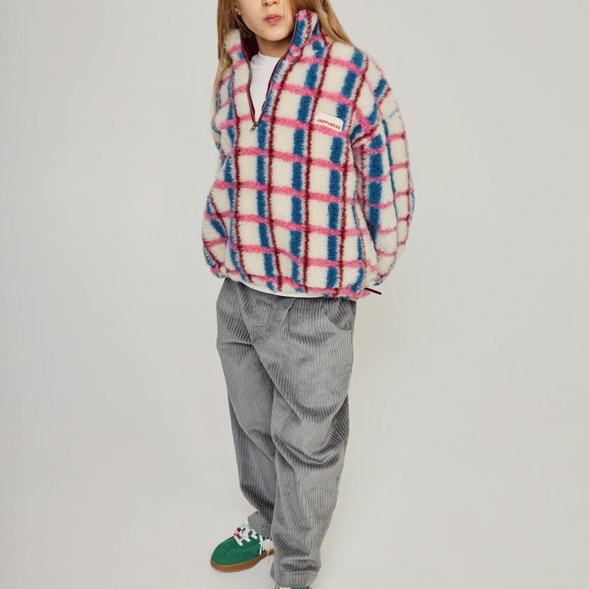 children's merino wool kangaroo jacket - pink & cobalt