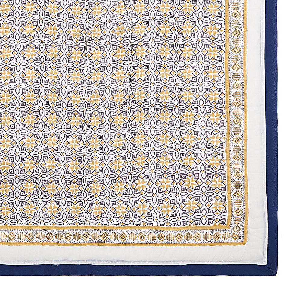 Block-Printed Cotton Crib Quilt