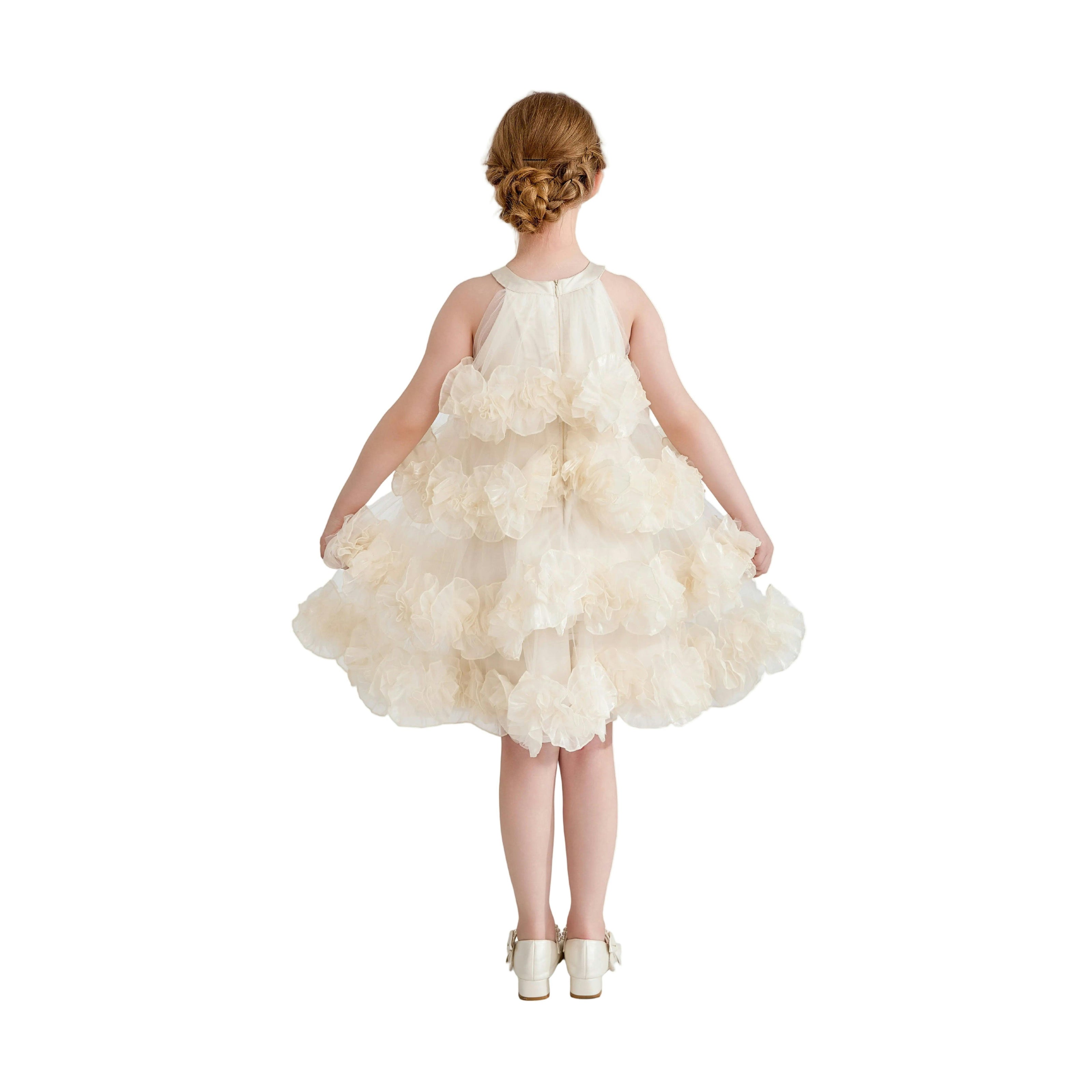 Cream Elysia Tiered Ruffle Dress