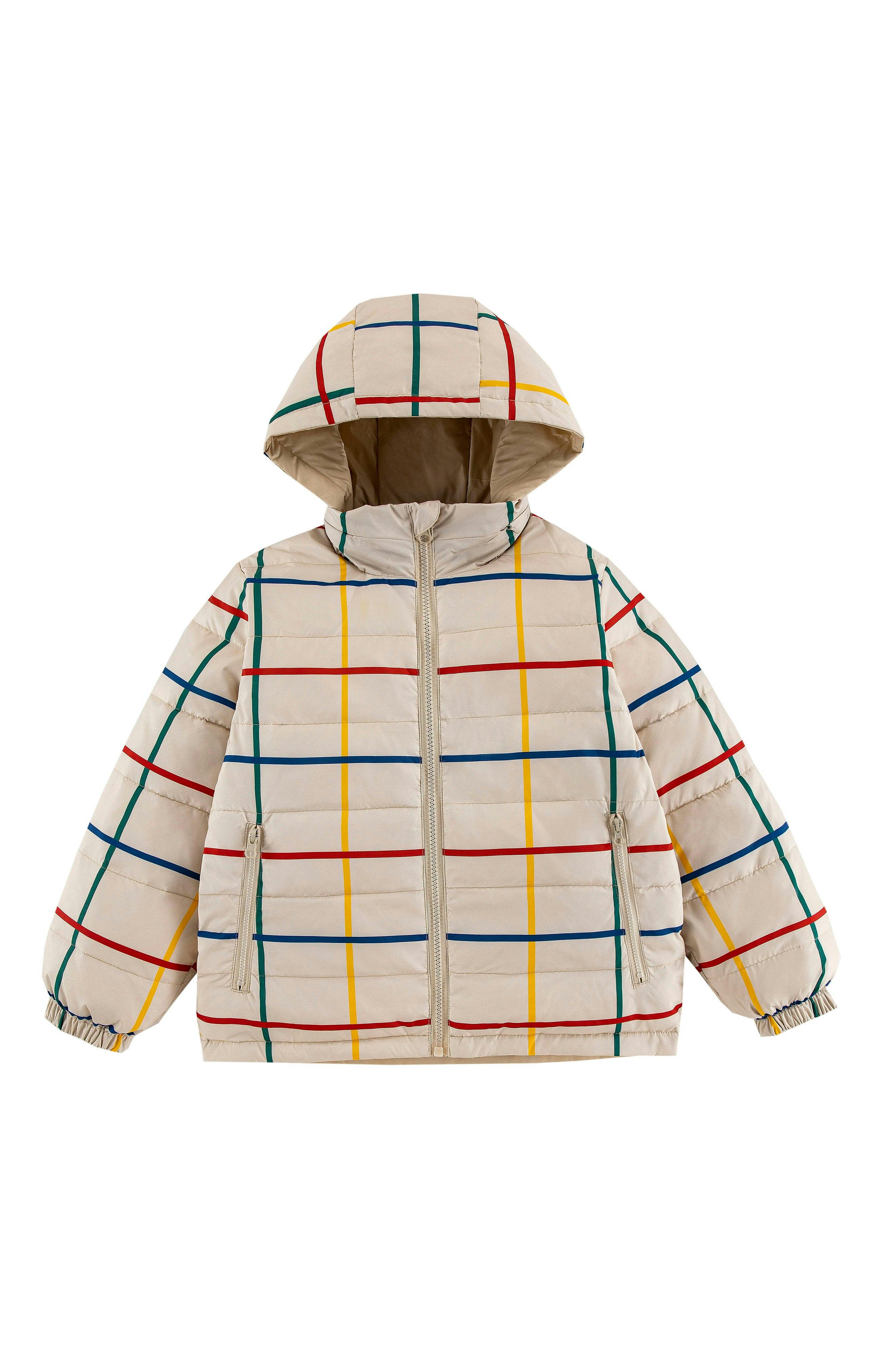 Blake Hooded Reversible Lightweight Down Puffer Jacket, Primary Plaid