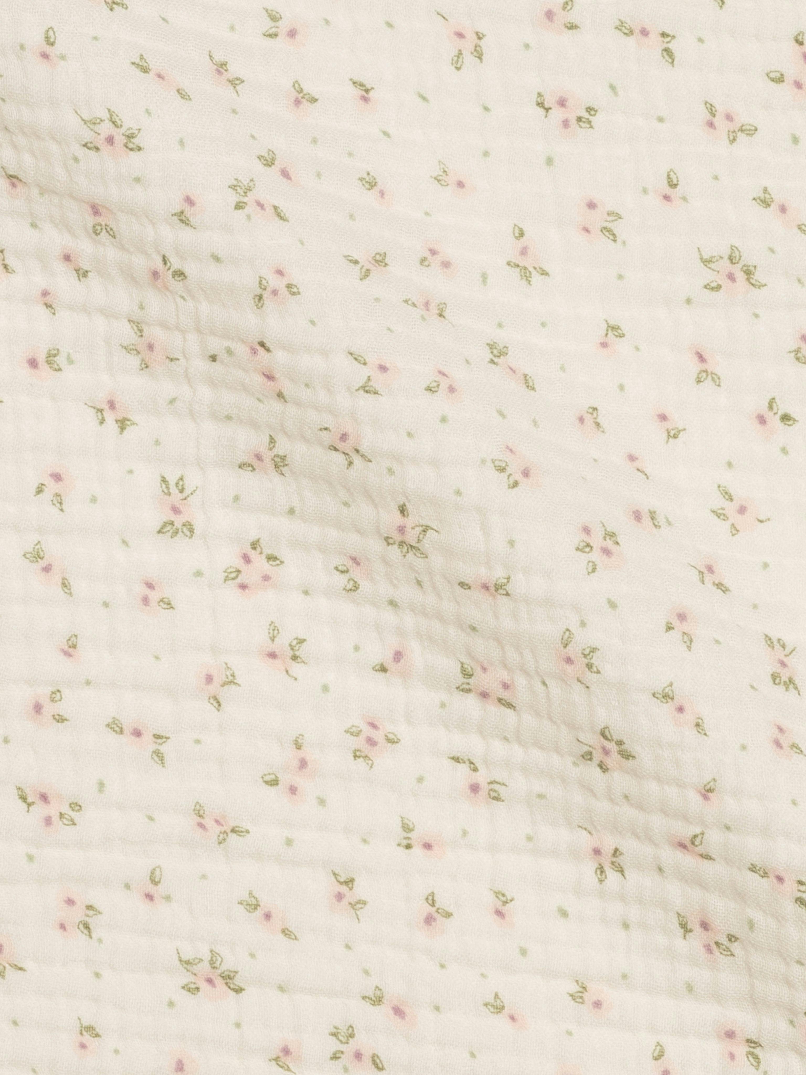 Muslin Swaddle Blanket - Camellia Floral / Shell + Fern