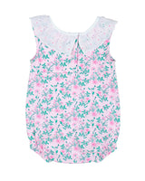 Floral Print Romper with Eyelet Collar