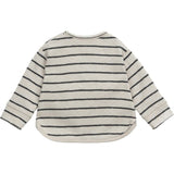 Jersey Striped Crew Neck Long Sleeve 2-Button Shoulder Pocket T-Shirt