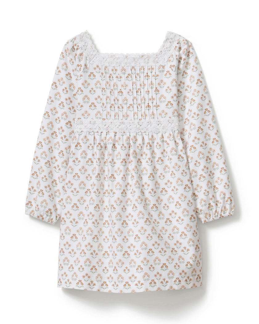 Girl's Twill Long Sleeve Juliette Nightgown in Estate Garden