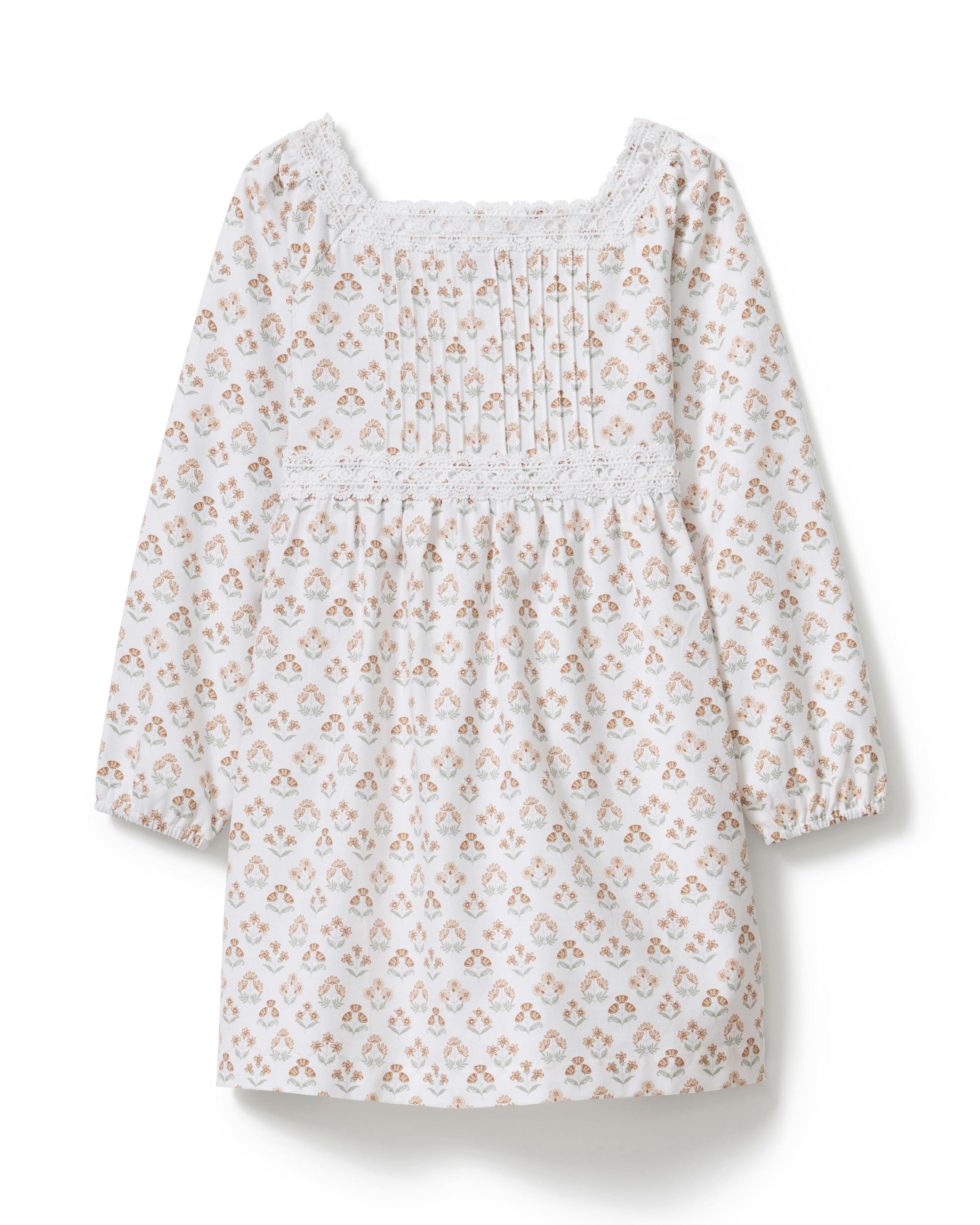 Girl's Twill Long Sleeve Juliette Nightgown in Estate Garden