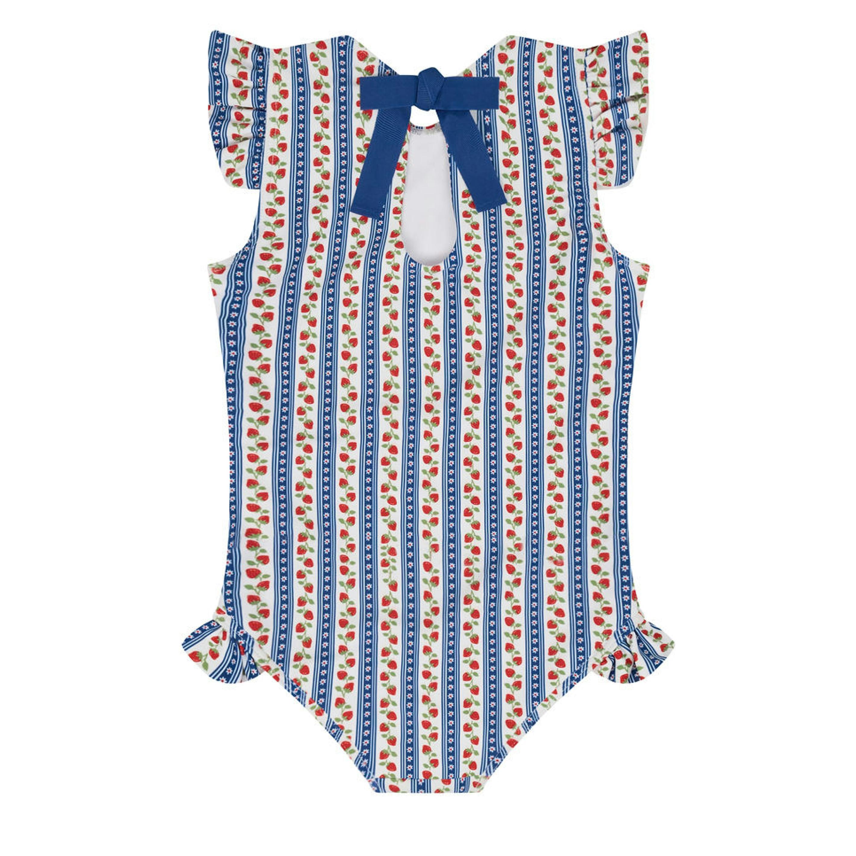 girls strawberry patch ruffle cap sleeve one piece