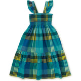 Smocked Flutter Sleeve Dress, Blue