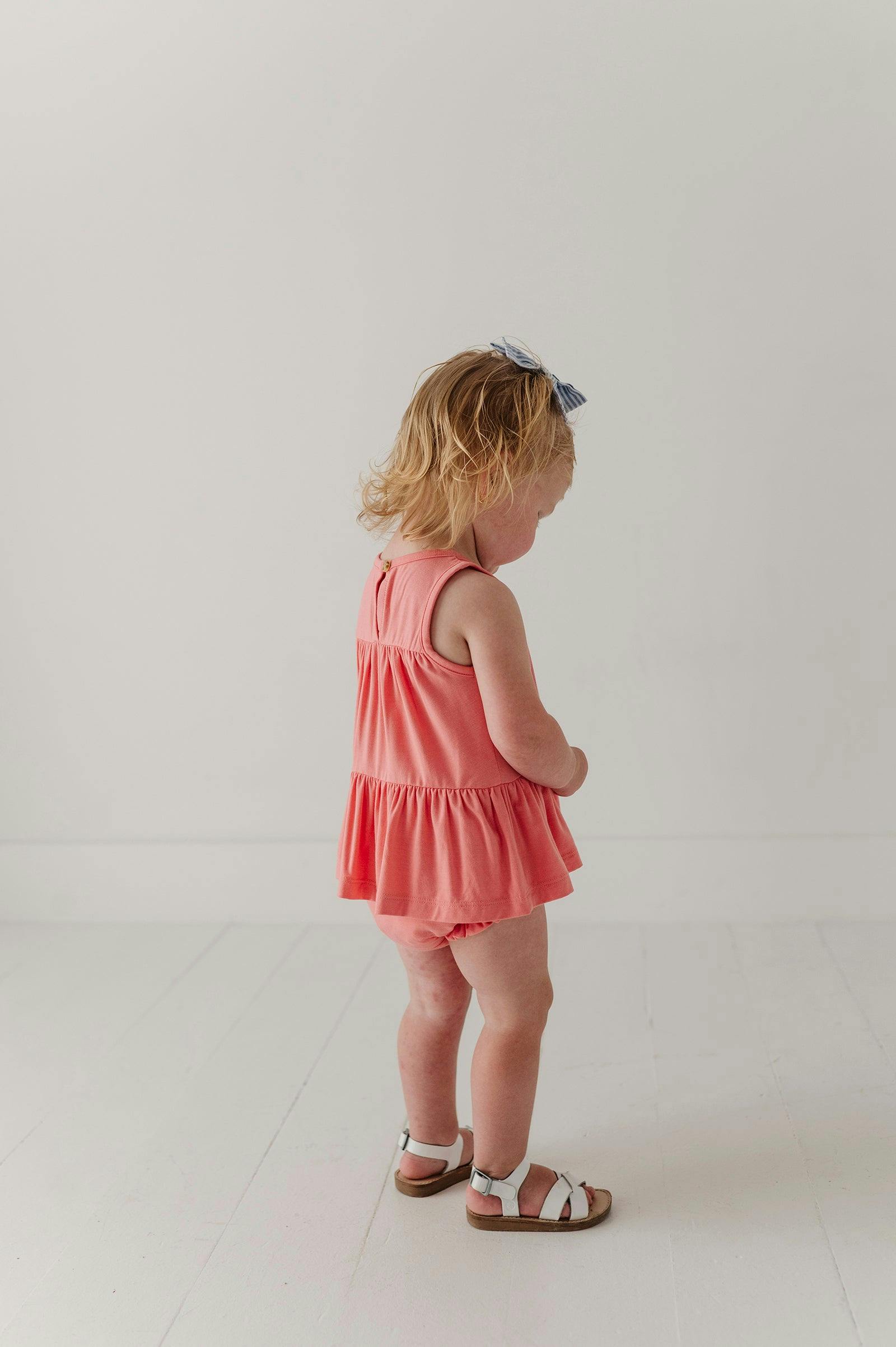 Baby Girl Double Peplum Tank & Bloomer Set in Strawberry Ice