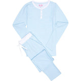 Women's Sky Blue Jersey Long PJ Set - Organic Stretch Cotton