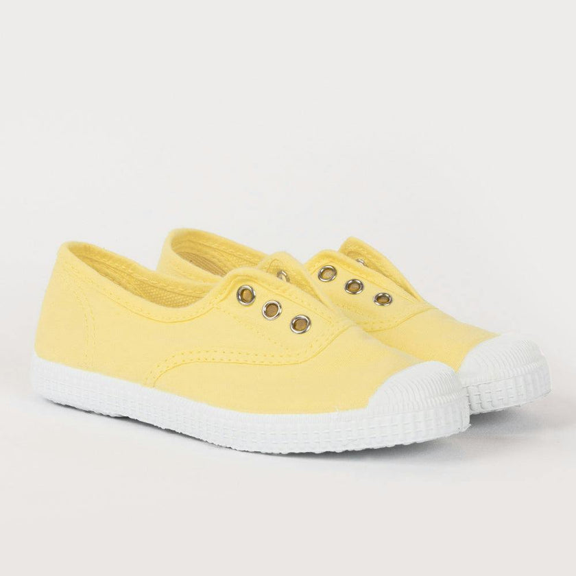 Hampton Canvas Plum Plimsolls in Lemon