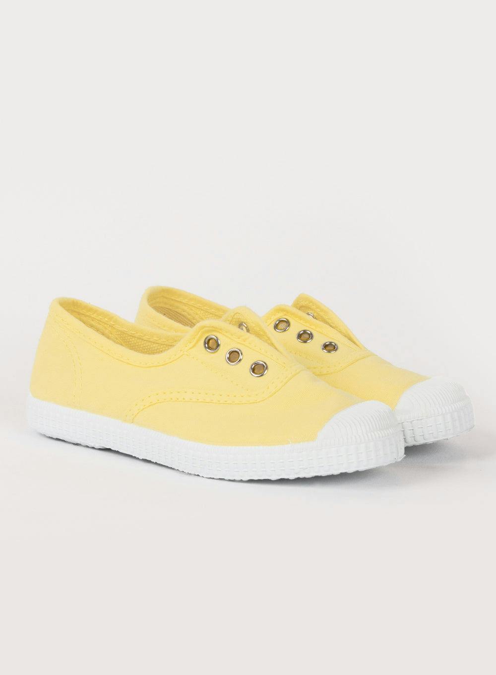 Hampton Canvas Plum Plimsolls in Lemon