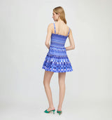 The Seraphina Mini Nap Dress - Blue Indigo Tilework
