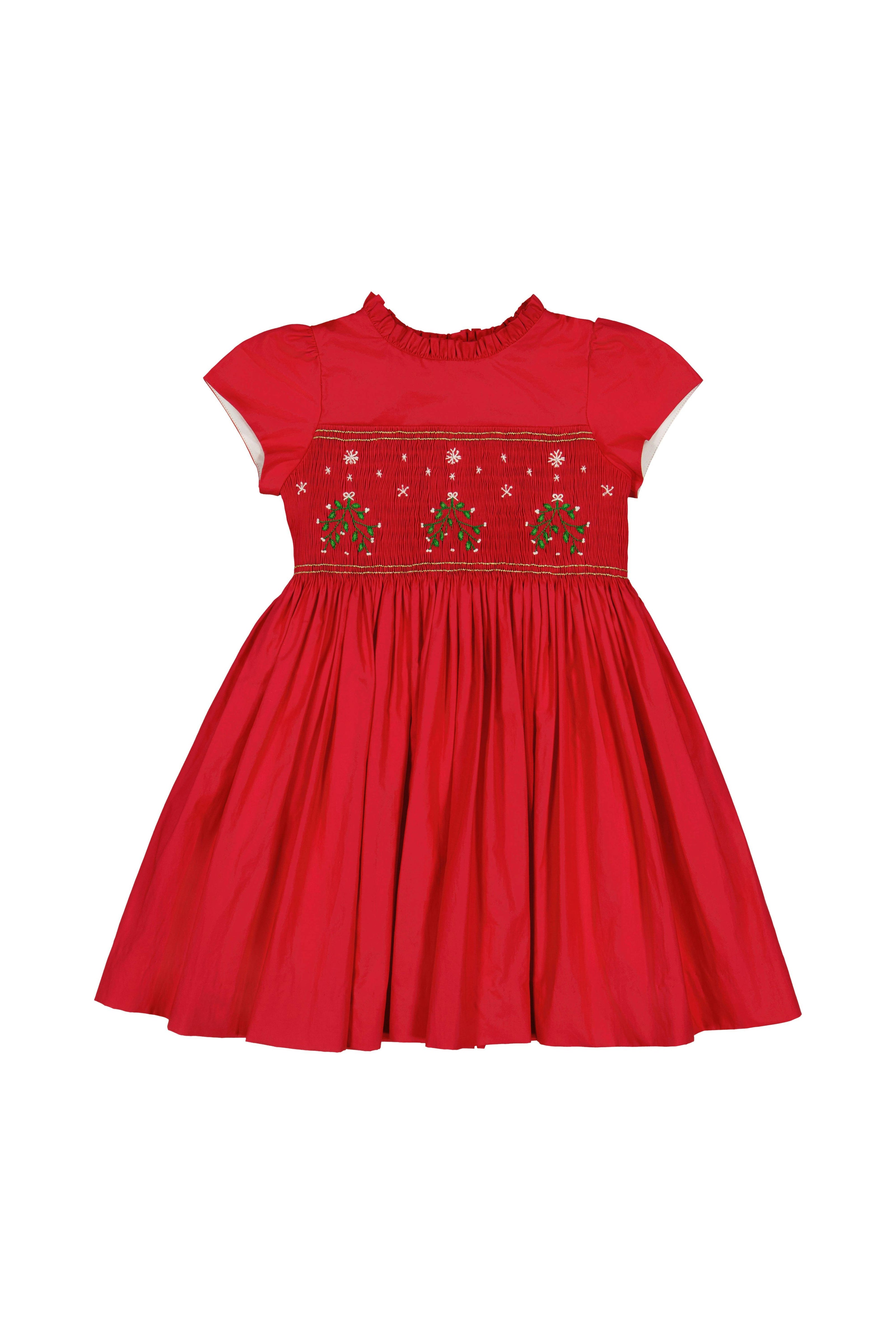 PERLA RED SMOCKED DRESS