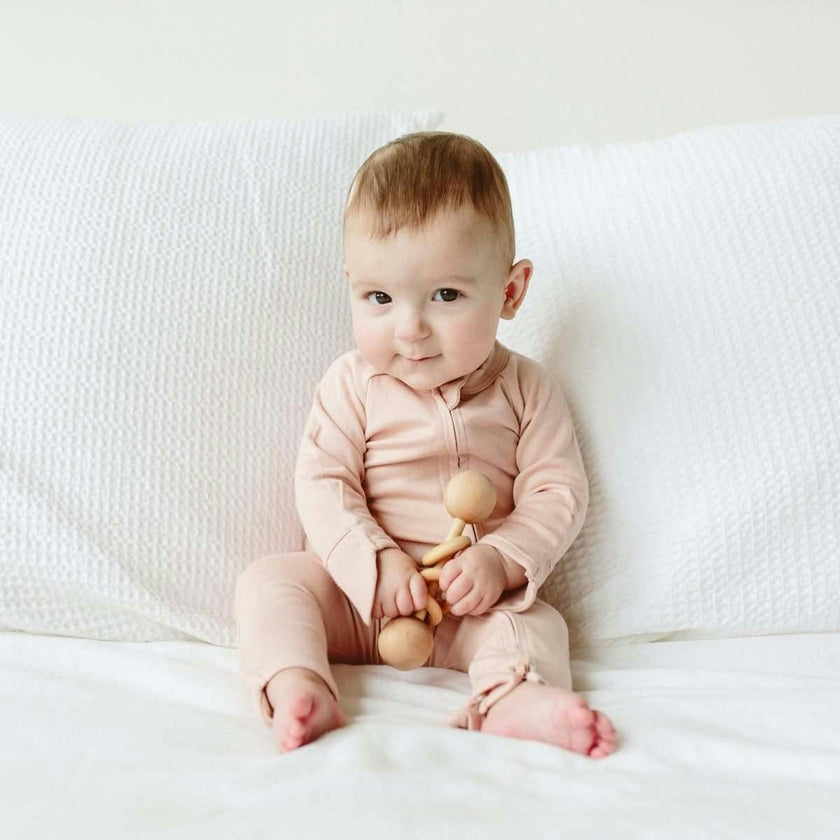 GROW WITH YOU FOOTIE | ROSE — Bamboo Organic Cotton Blend, 0–6M