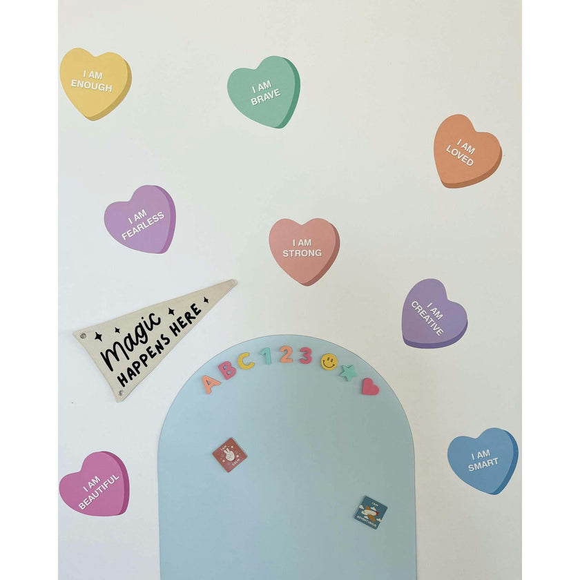 Peel & Stick Fabric Wall Stickers - Affirmation Candy Hearts Brights