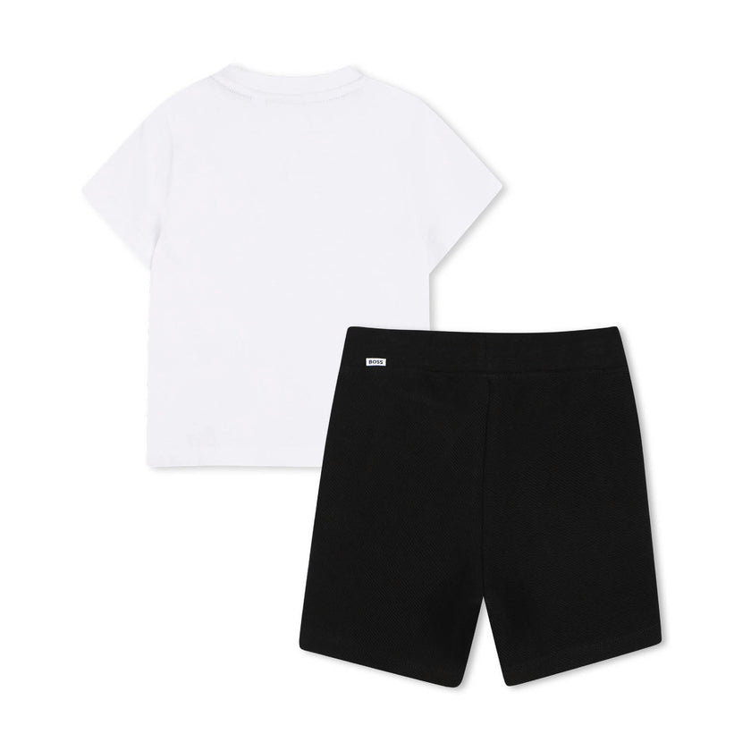 White & Black Logo Short Set