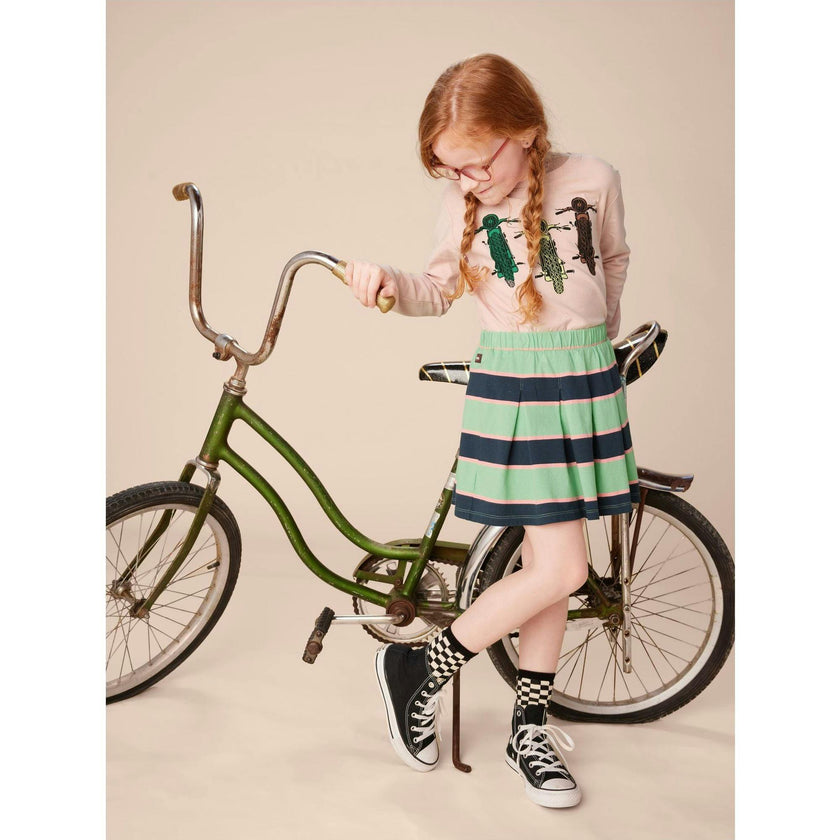 Pleated Jersey Skirt, Green