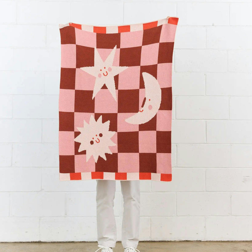 Moon + Stars Knit Mini Blanket