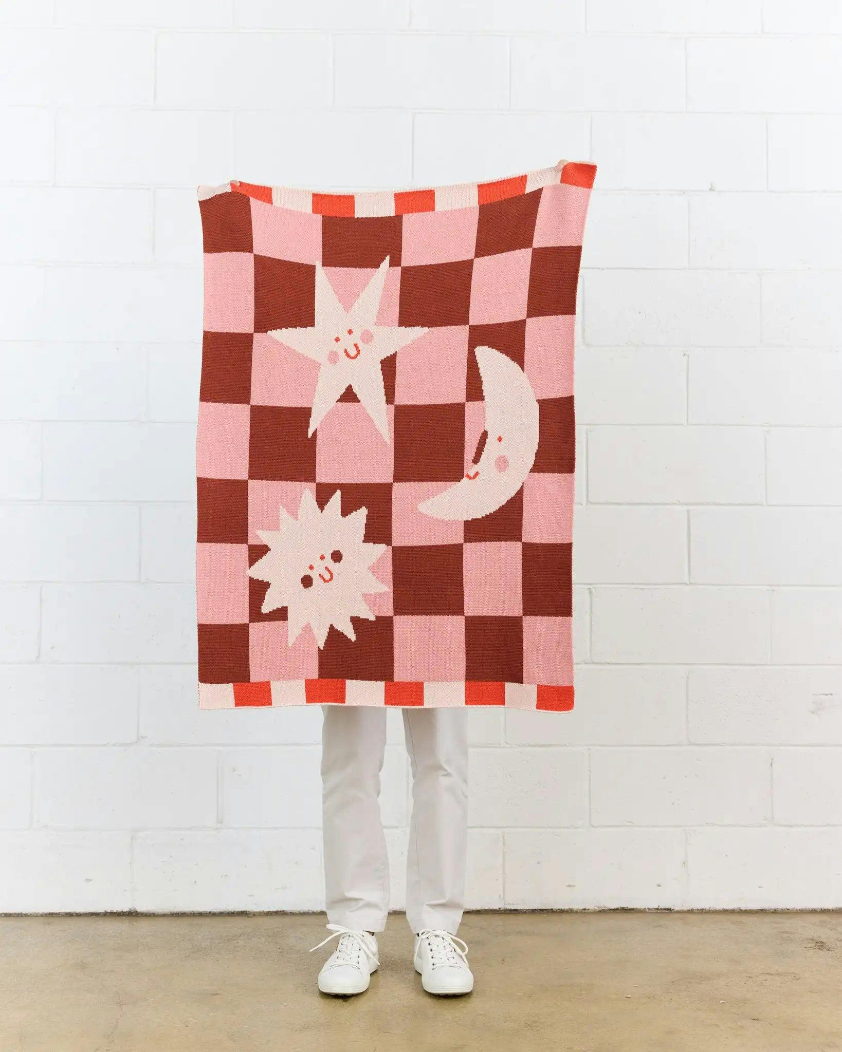 Moon + Stars Knit Mini Blanket