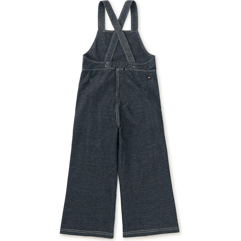 Wide Leg Denim-Like Overalls, Blue