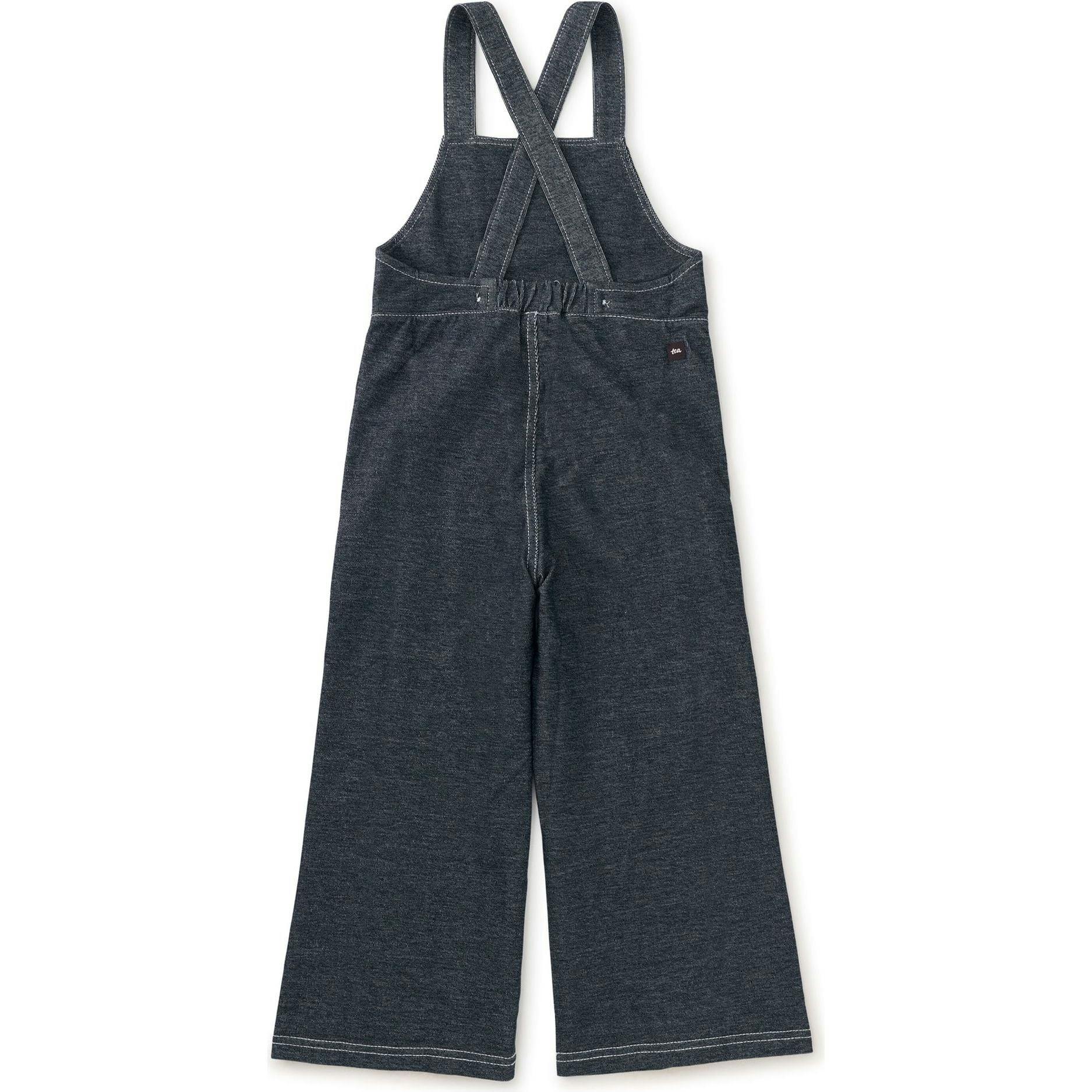Wide Leg Denim-Like Overalls, Blue