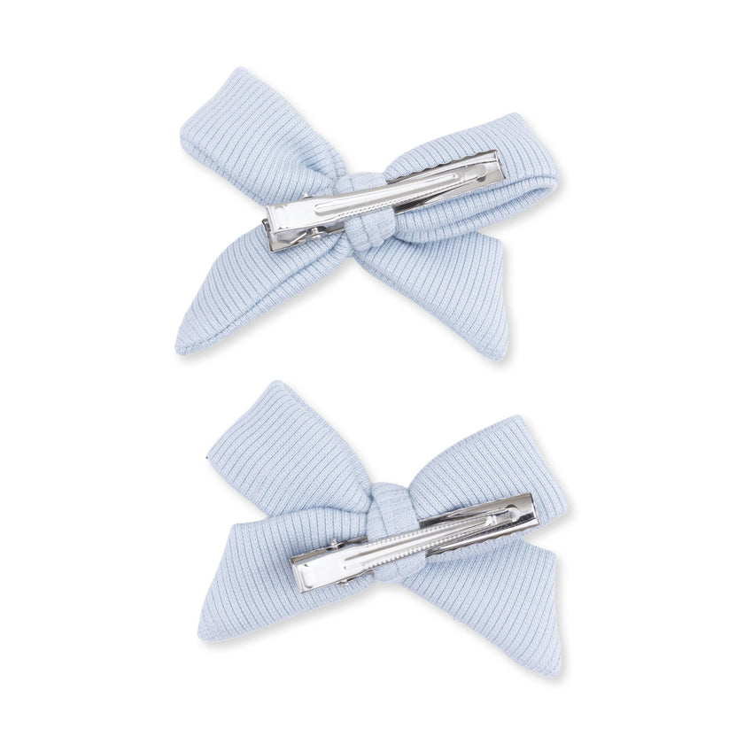 Solid Sheer Blue Rib - 2 Pack Bow Clips