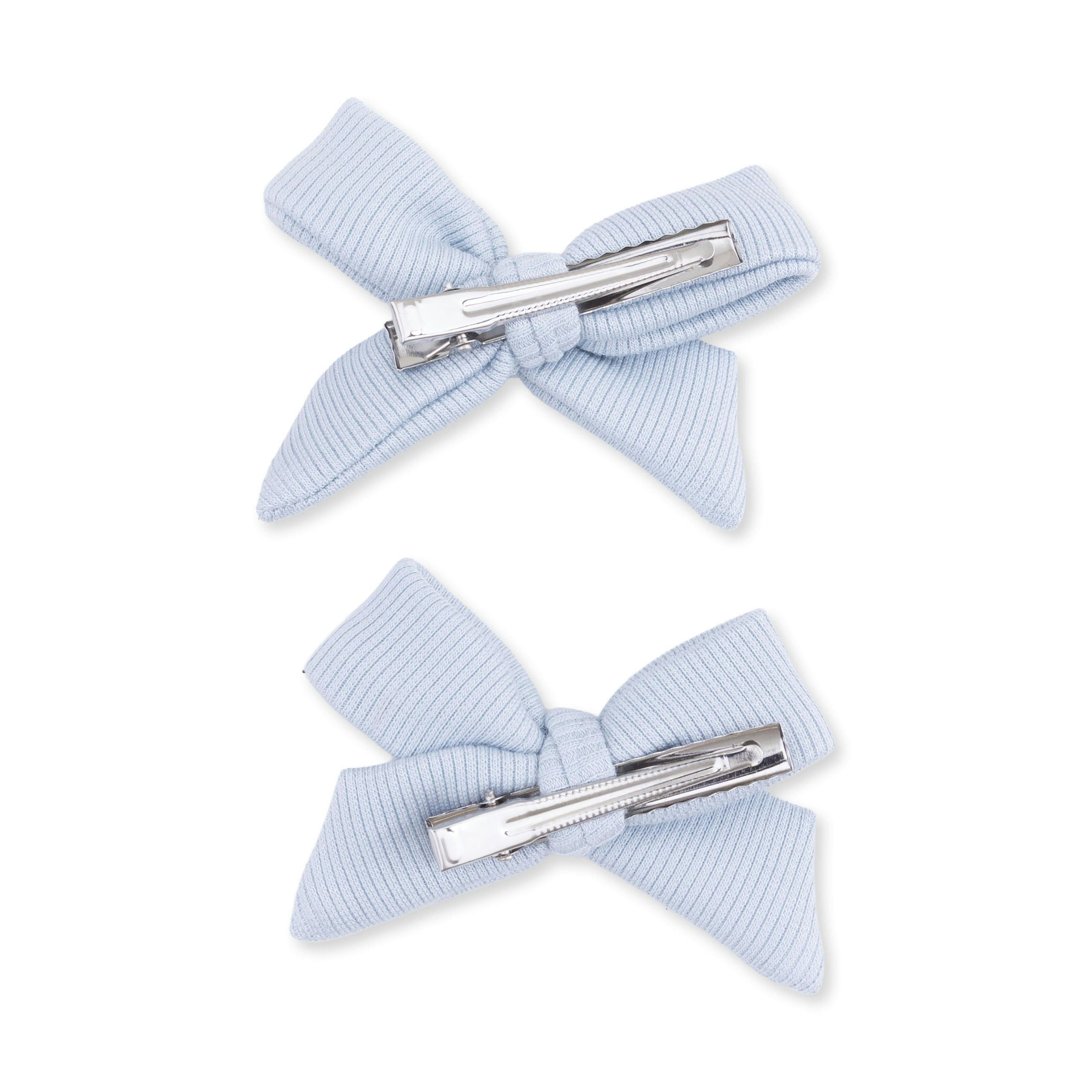 Solid Sheer Blue Rib - 2 Pack Bow Clips