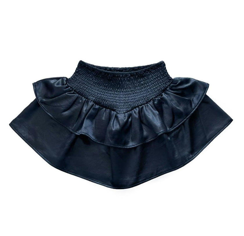 Navy Smocked Ruffle Skirt