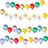 Packed Party Birthday Era Customizable Balloon Garland Banner 60ct - Beaded Bracelet-Style 5-Inch Mylar Balloons with 114 Gold Letters, Strings, and Glue Dots
