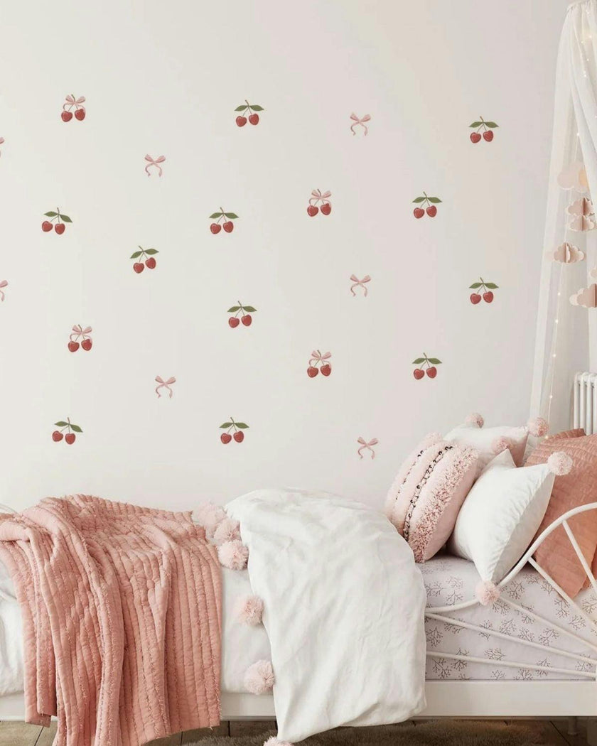 Peel & Stick Fabric Wall Stickers - Cherries & Bows