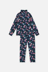 Two Piece Thermal Underwear Blue Floral Print