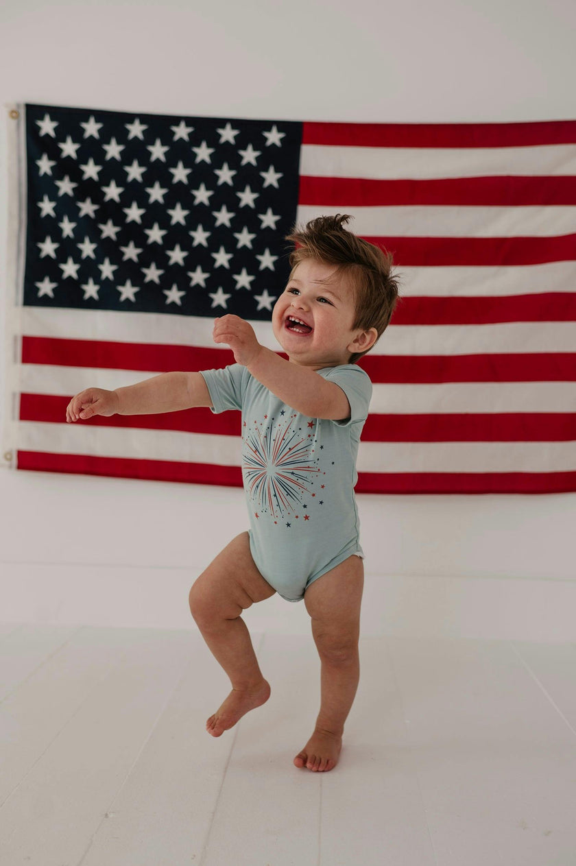 Baby Boy Short Sleeve Bodysuit in Fireworks