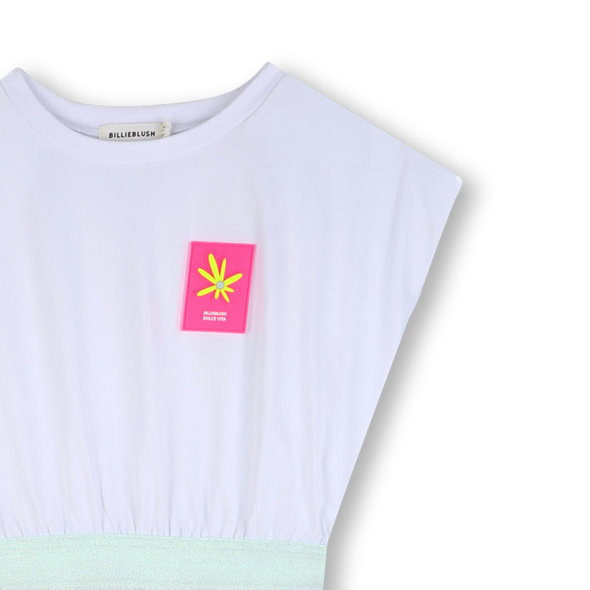 White & Color-Block Kids’ Dress