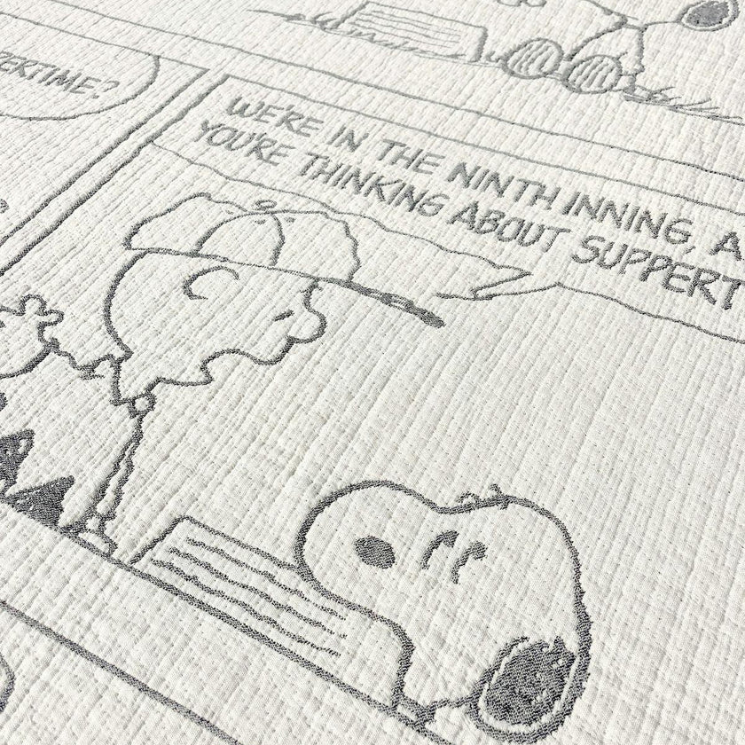 Blanket PEANUTS BASEBALL Comic Strip Cotton Black / White 4.25 x 6.5ft