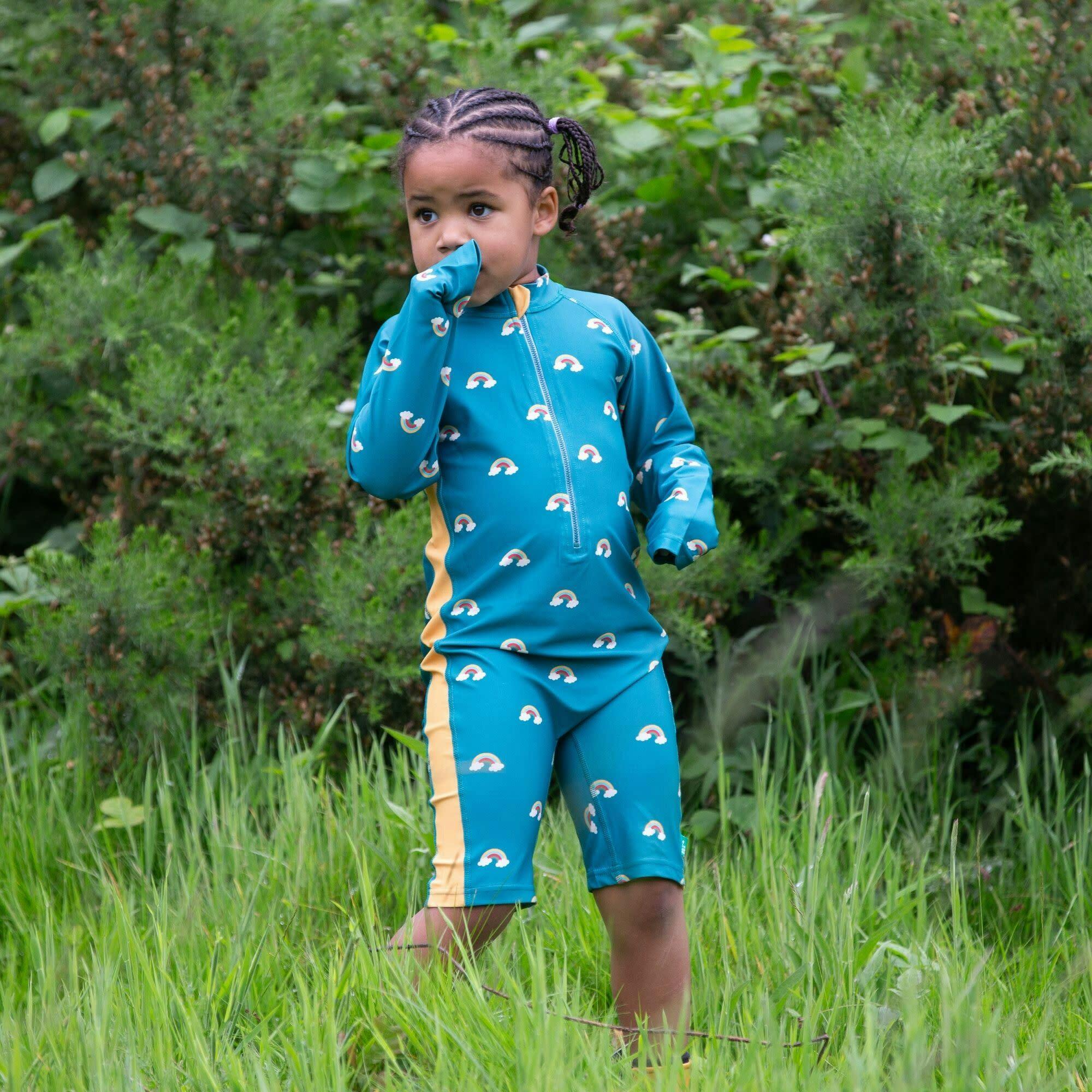 Teal Rainbows UPF 50 Recycled Sunsafe Sunsuit, Green