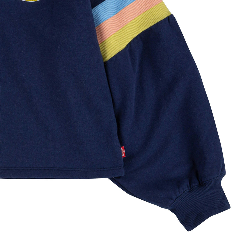 Navy Logo Print Hoodie