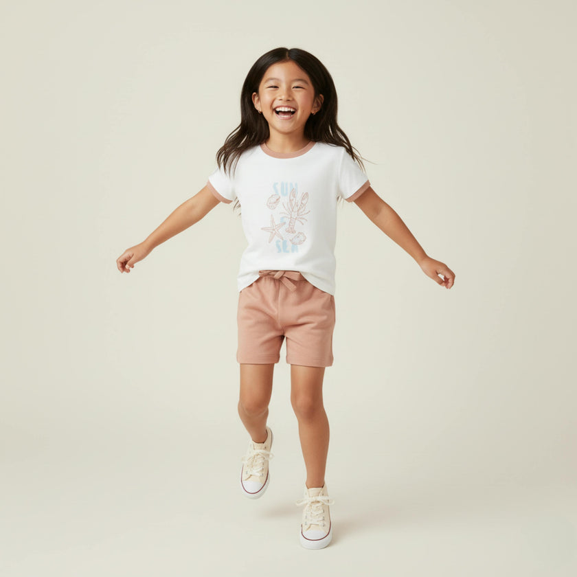 Organic Graphic Tee & Shorts Set - Beach Day