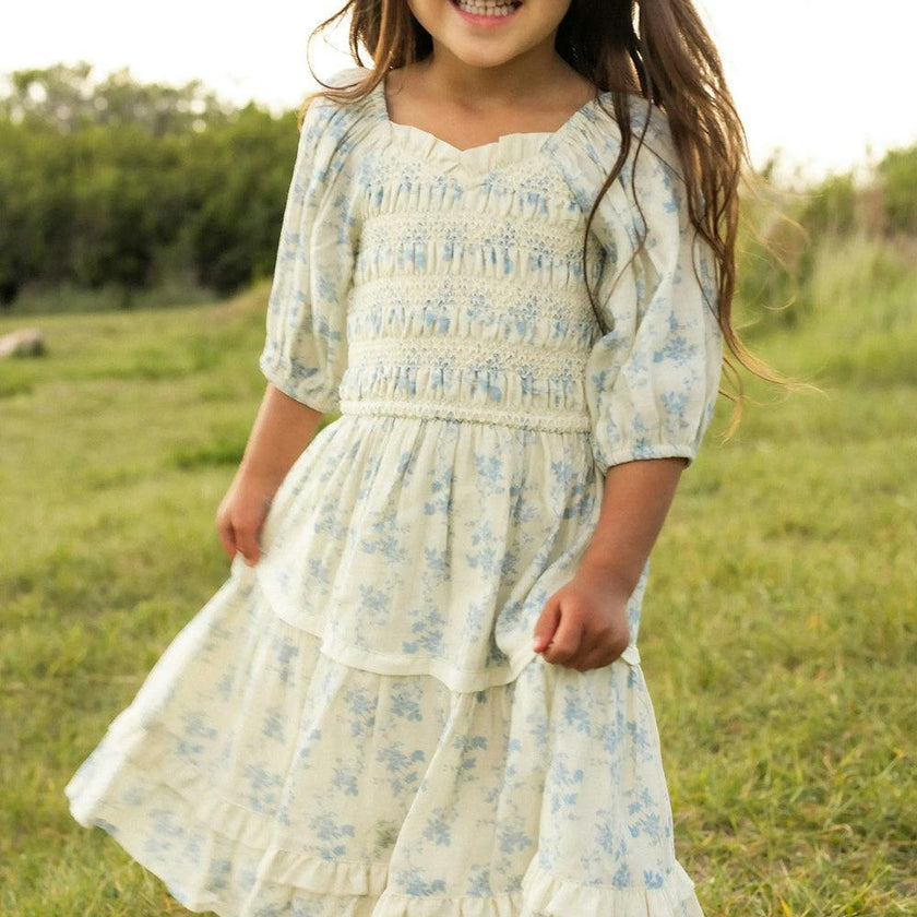 Mini Roselyn Dress in Ivory Porcelain Fleur