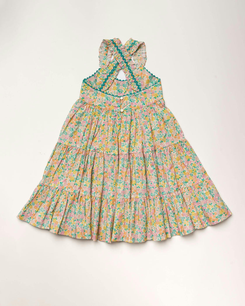 Laura Dress - Emma Floral Mint print