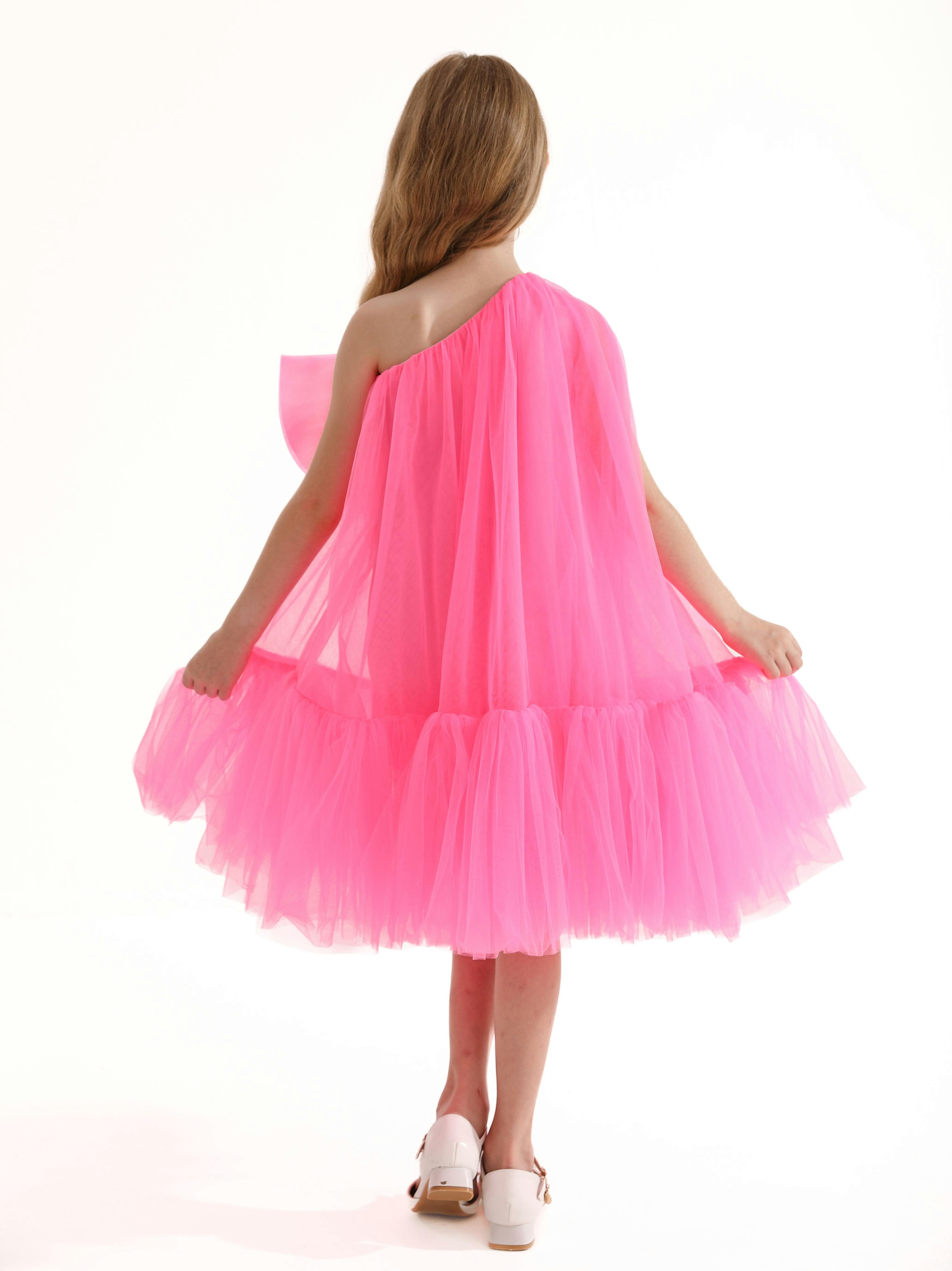 Pink Maggi Neon Bow Tulle Dress