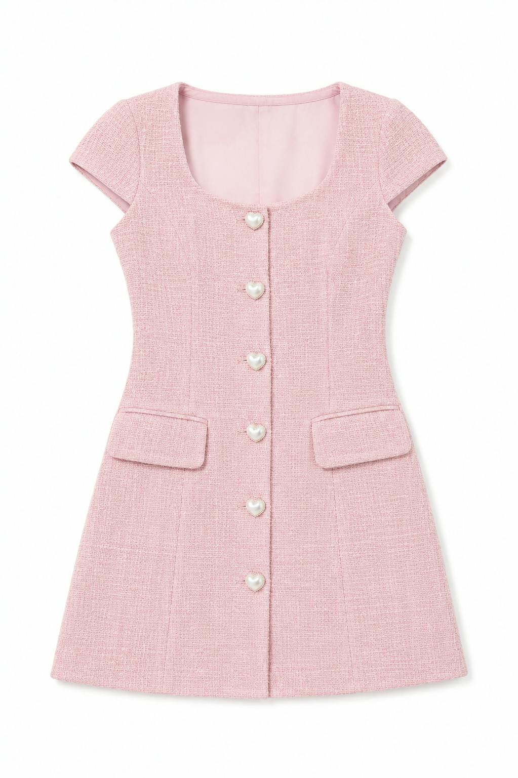 Zoe Pink Cap Sleeve Button Down Dress