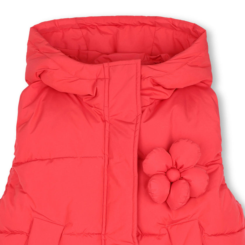 Red Daisy Puffer Vest