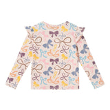 Girls Print Long Sleeve Top | Pink Bows
