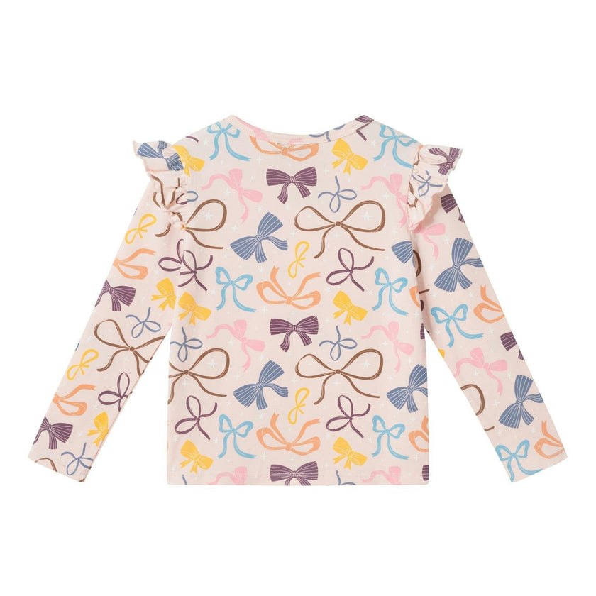 Girls Print Long Sleeve Top | Pink Bows