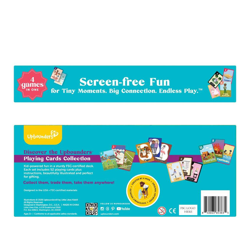 Upbounders® 4-in-1 Kids Playing Card CDU, 12 units assorted
