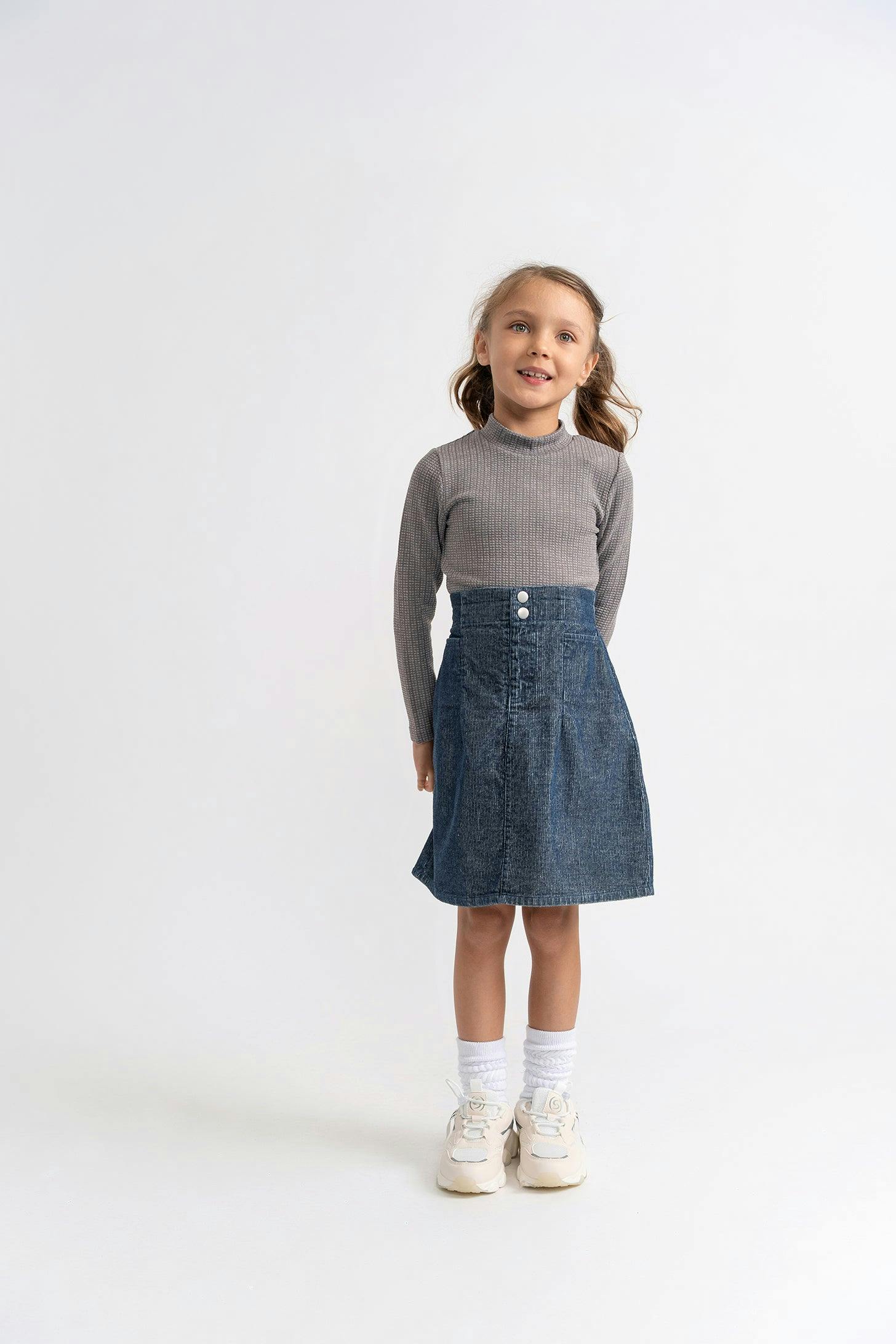 Rib Denim Skirt