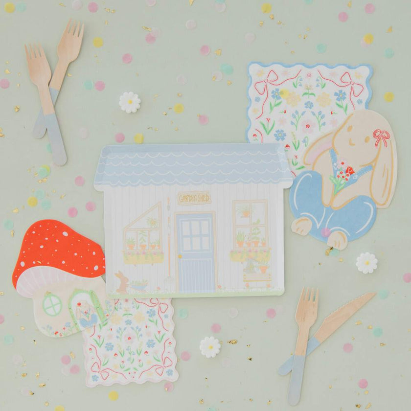 Bunnies In The Garden Pink Floral Petite Napkins